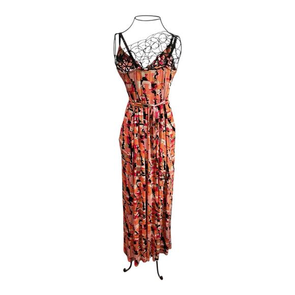 New Directions Maxi Dress Women's Petite Small Multicolor Rayon BuiltnBra V Neck - Picture 5 of 8